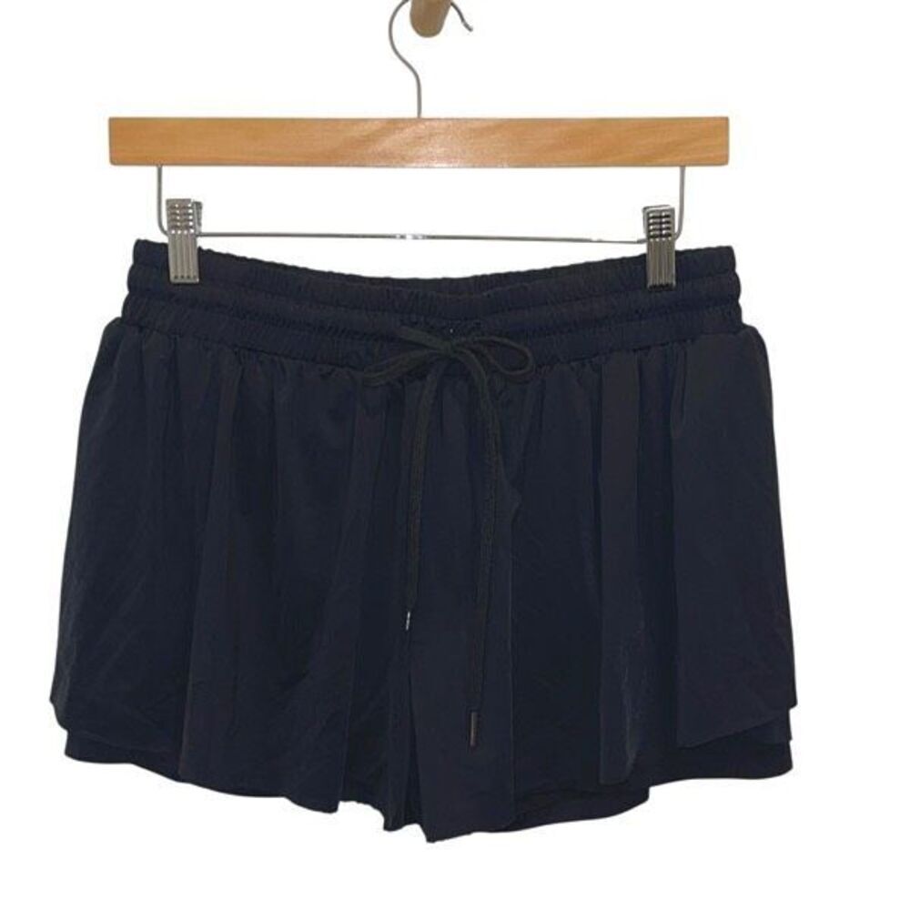 Trendy Womens Drawstring Elastic‎ Waist Flowy Athletic Shorts Black Size XL